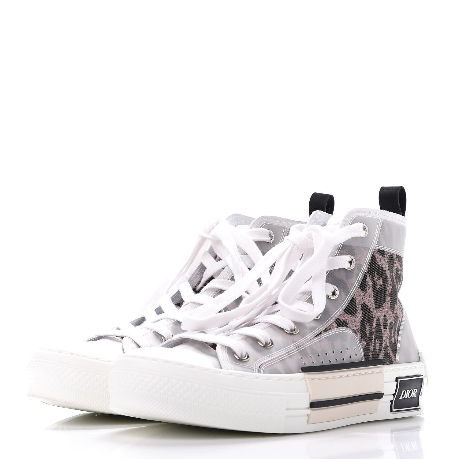 Christian Dior Canvas Leopard Print Mens B23 High Top Sneakers 37 White 3 of 11