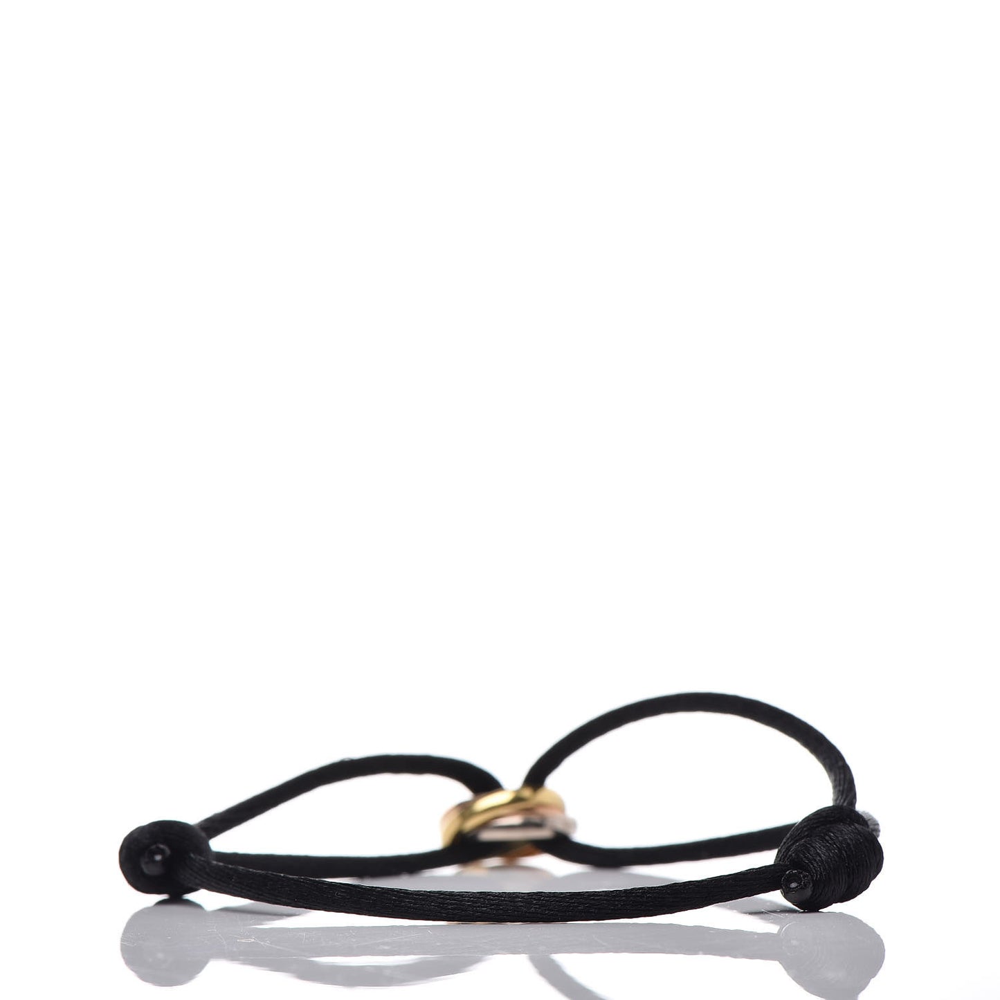18K Pink Yellow White Gold Trinity Adjustable Cord Bracelet Black
