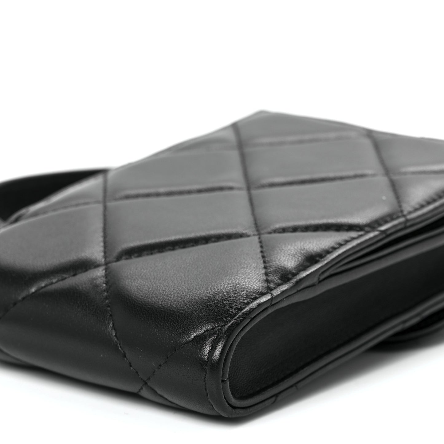 Lambskin Quilted Chanel 19 Phone Holder With Chain Black