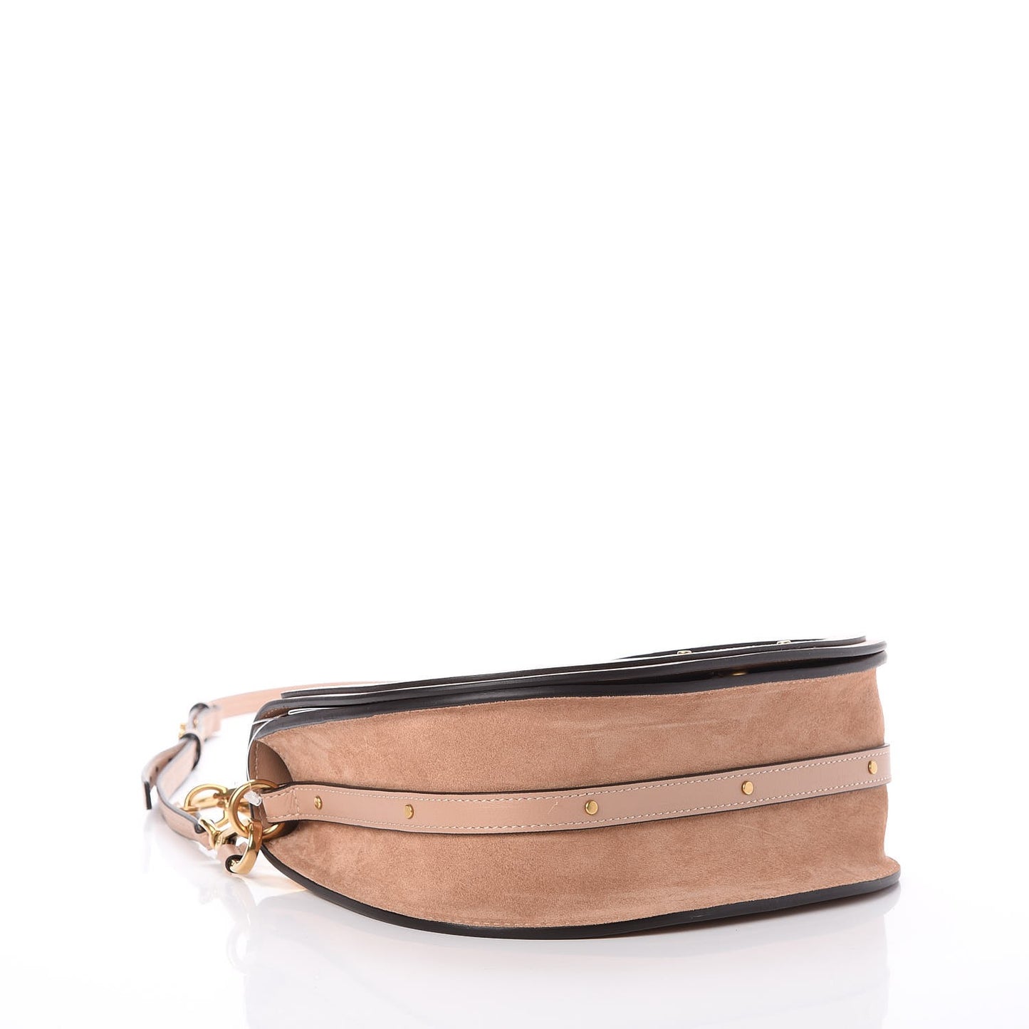 Calfskin Suede Medium Nile Bracelet Bag Biscotti Beige