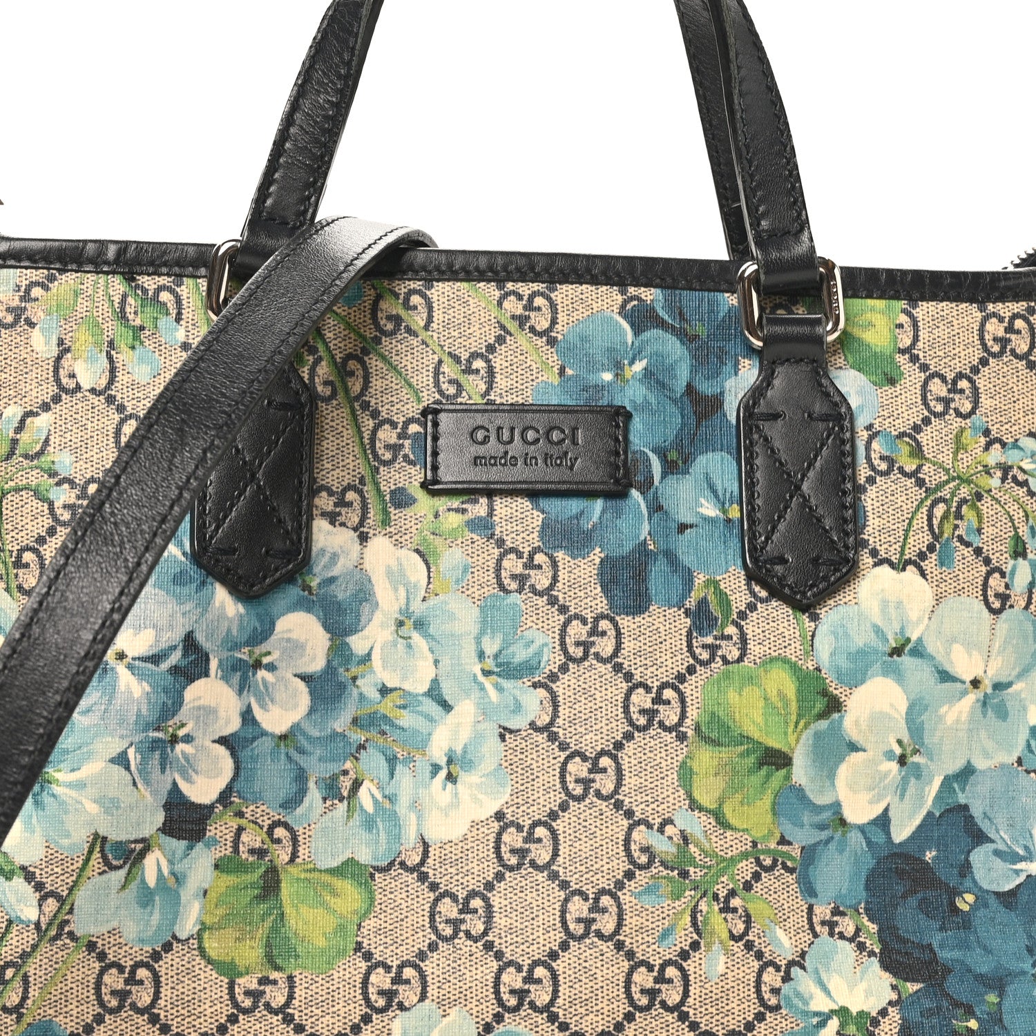 Gucci GG Supreme Monogram Blooms Small Zippered Tote Blue 1906316