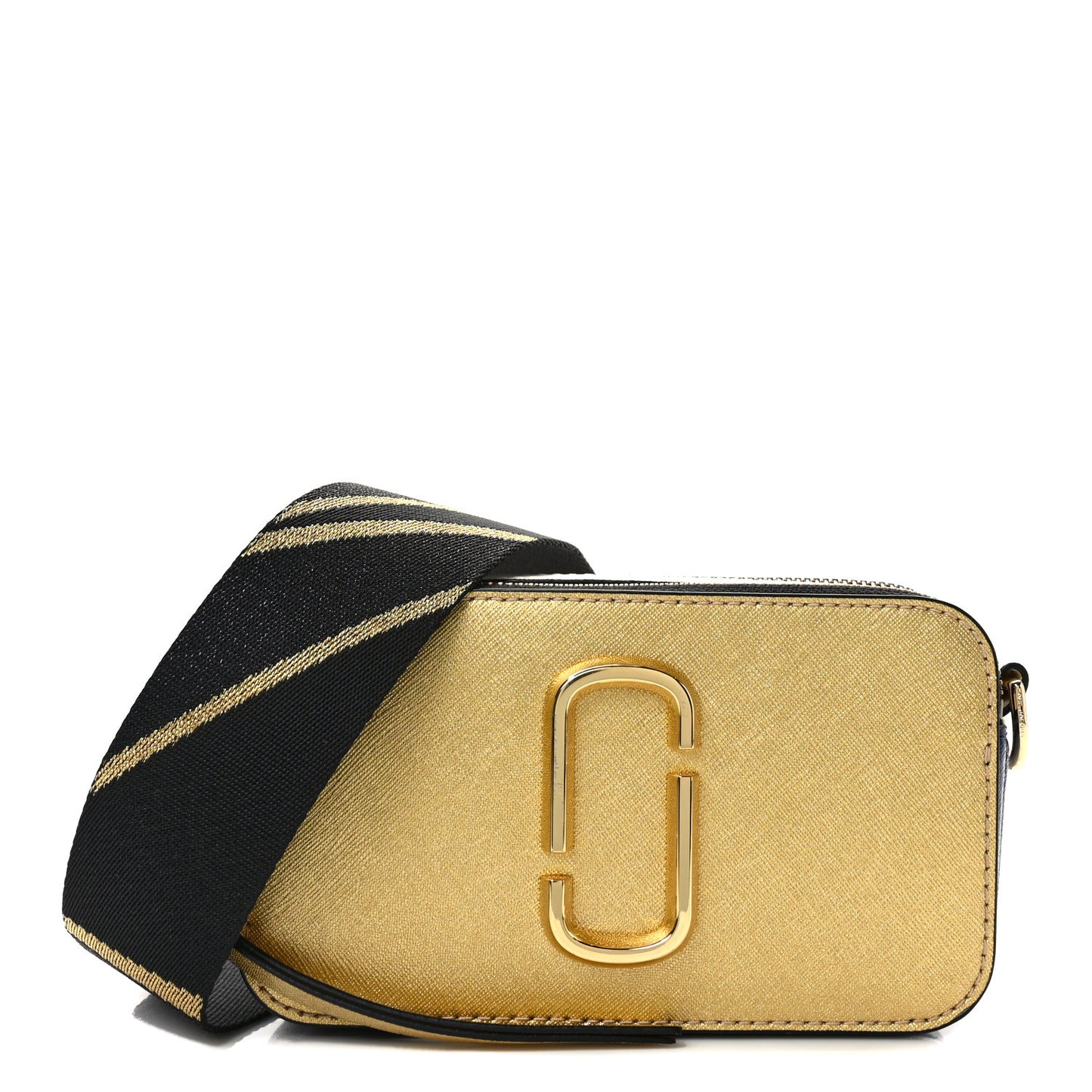 Saffiano Small Snapshot Camera Bag Gold Navy