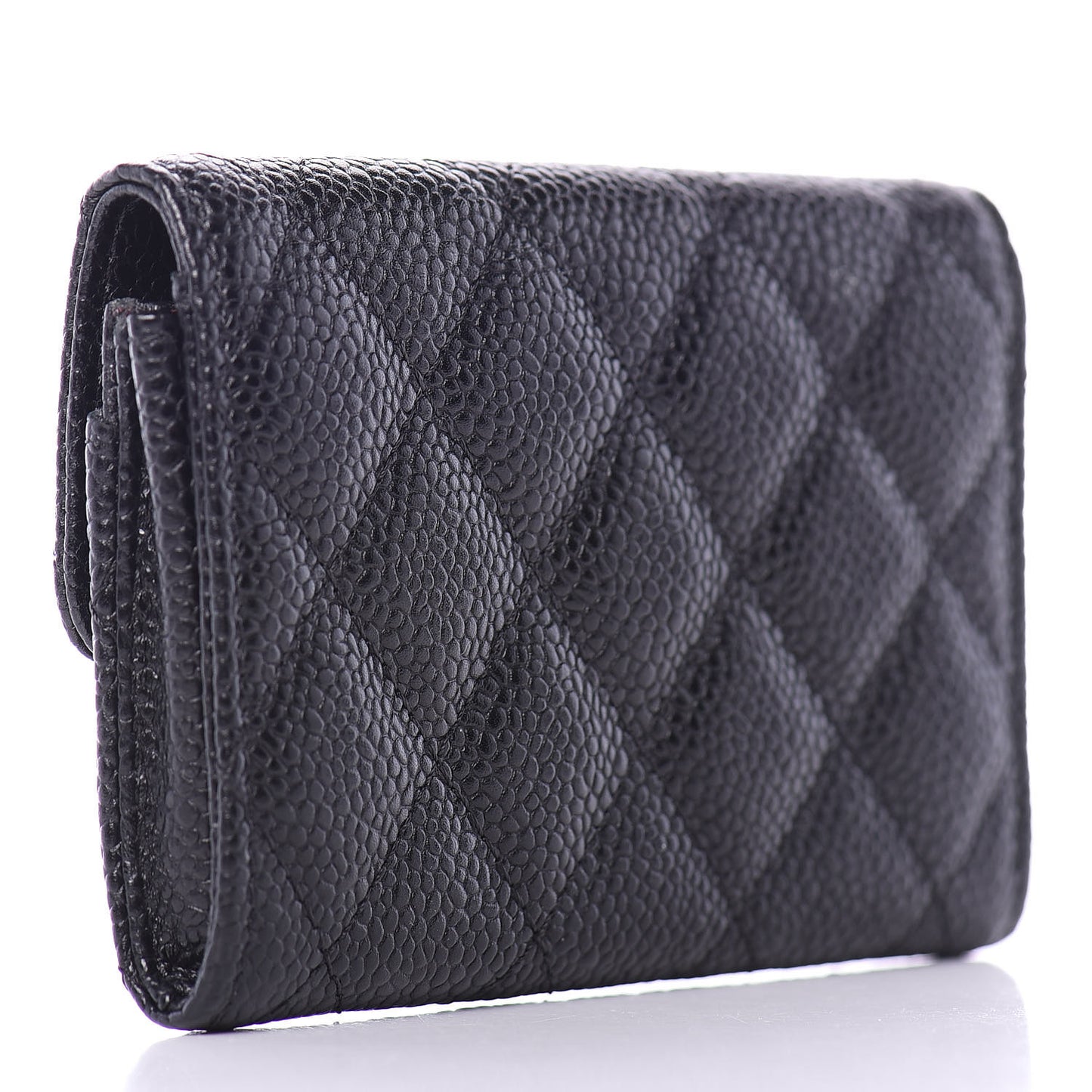 Caviar Quilted Flap Card Holder Black