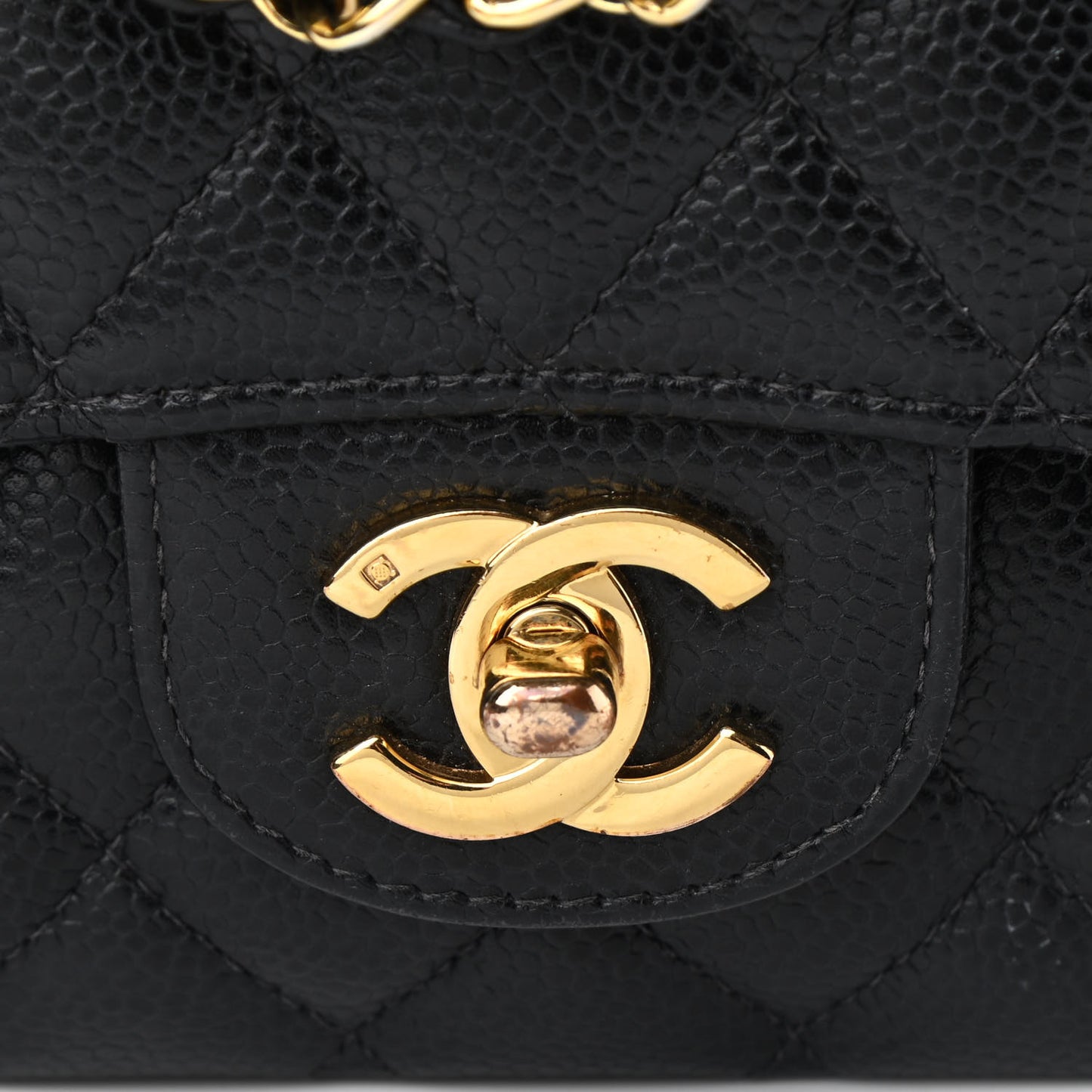 Caviar Quilted Medium Double Flap Black