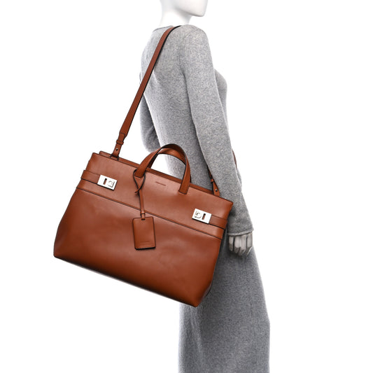 Calfskin Gancini Mens Tote Bag Vicuna