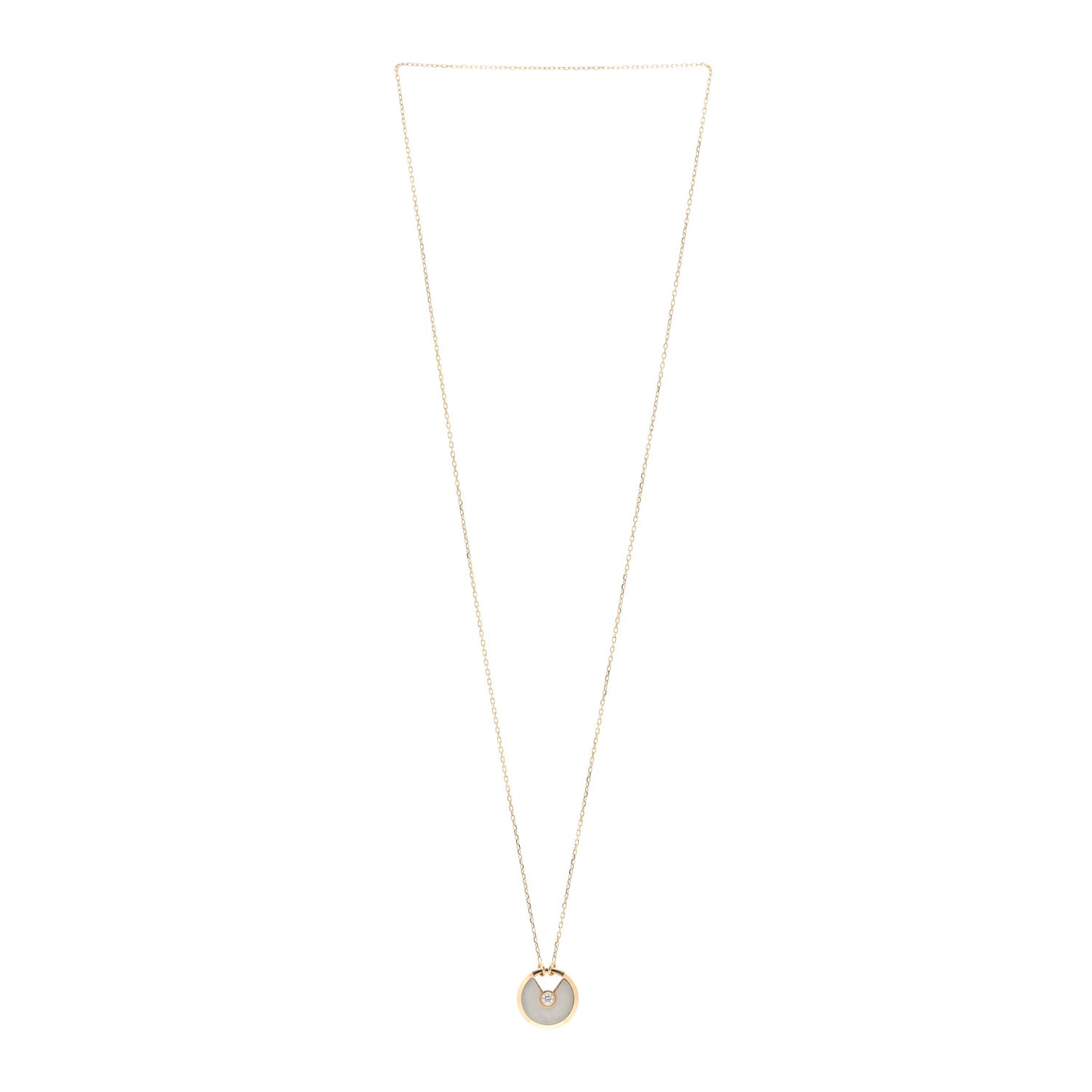 18K Yellow Gold Diamond Mother of Pearl SM Amulette de Cartier Pendant Necklace