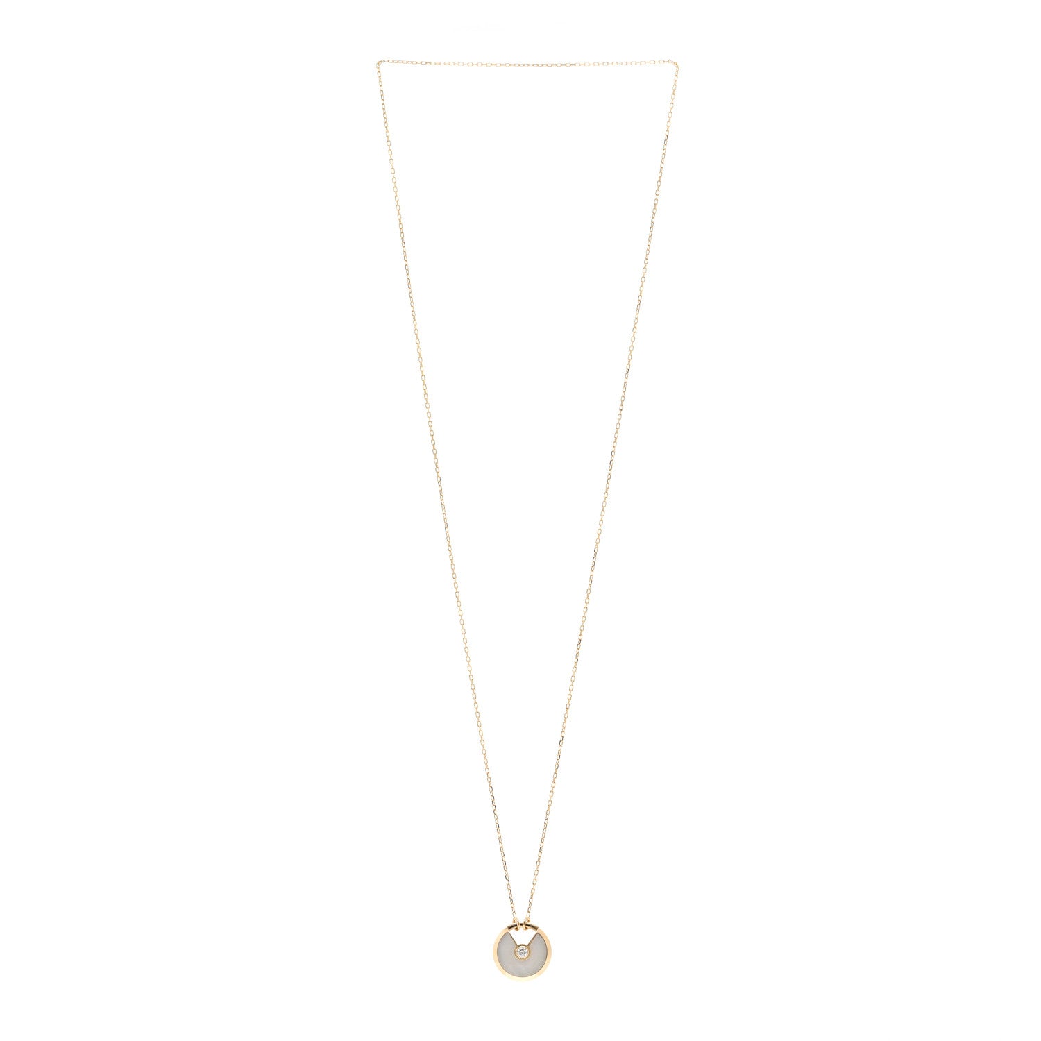 Cartier 18K Yellow Gold Diamond Mother of Pearl SM Amulette de Cartier Pendant Necklace 3 of 4