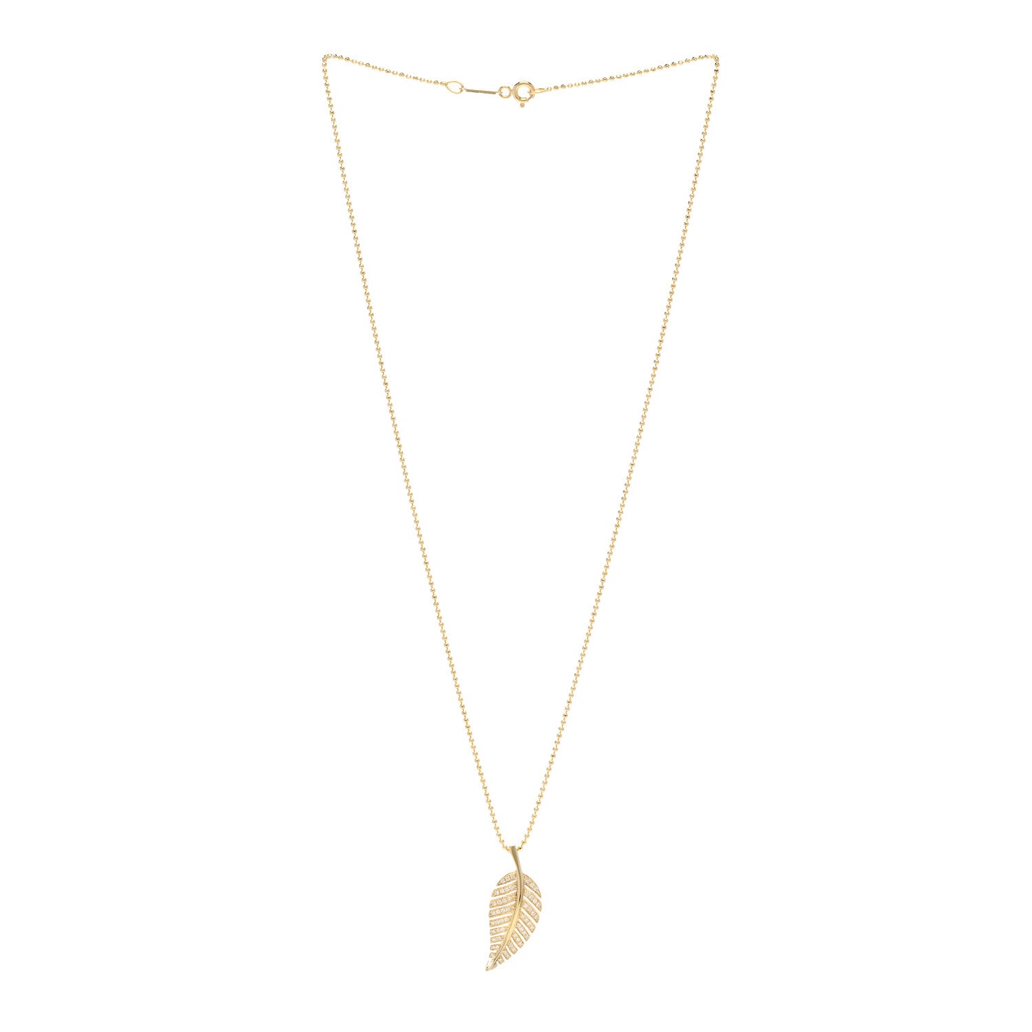 Jennifer Meyer 18K Yellow Gold Diamond Small Leaf Pendant Necklace 3 of 5