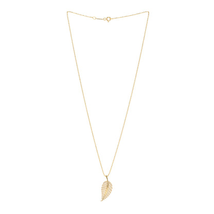 Jennifer Meyer 18K Yellow Gold Diamond Small Leaf Pendant Necklace 3 of 5