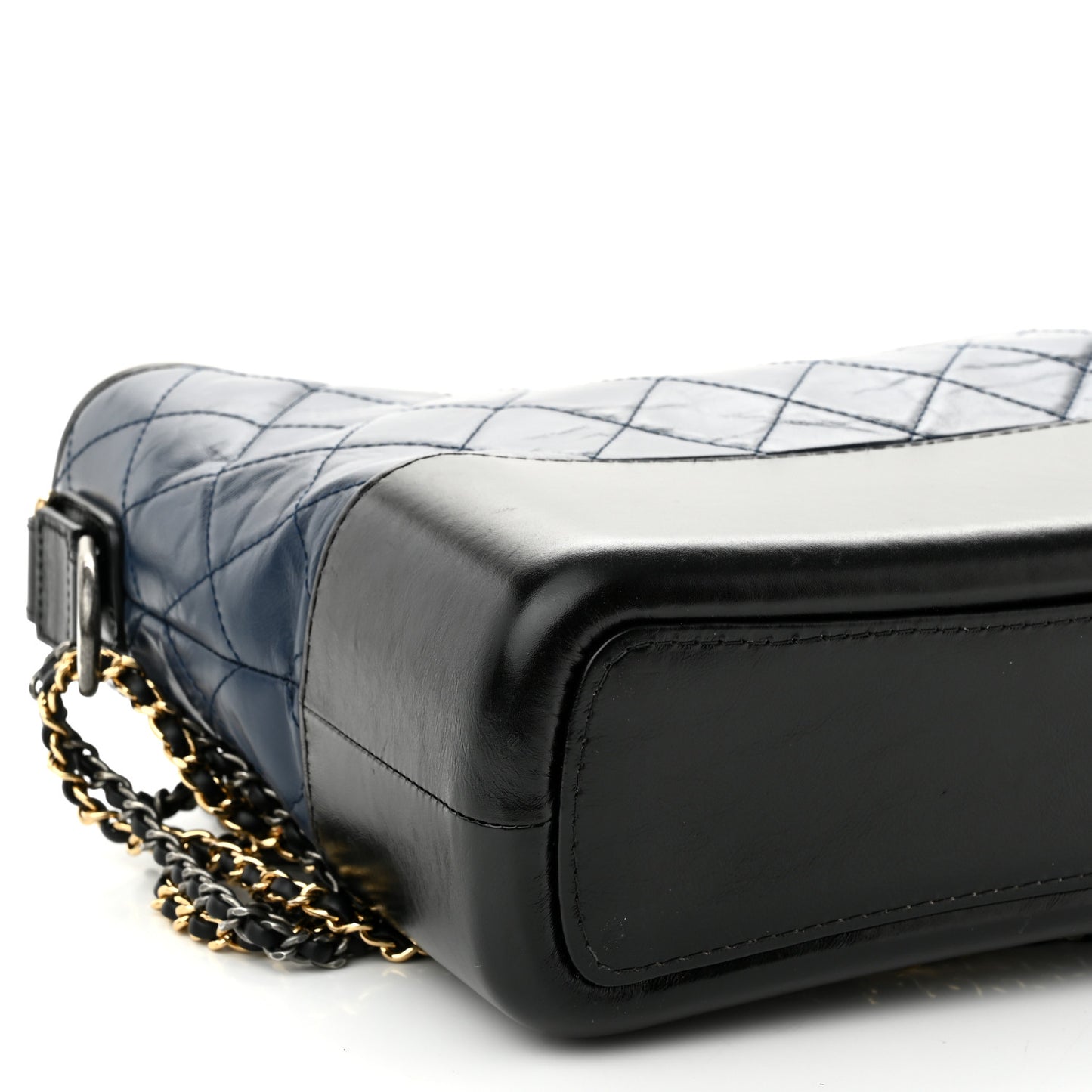 Aged Calfskin Quilted Medium Gabrielle Hobo Navy Black