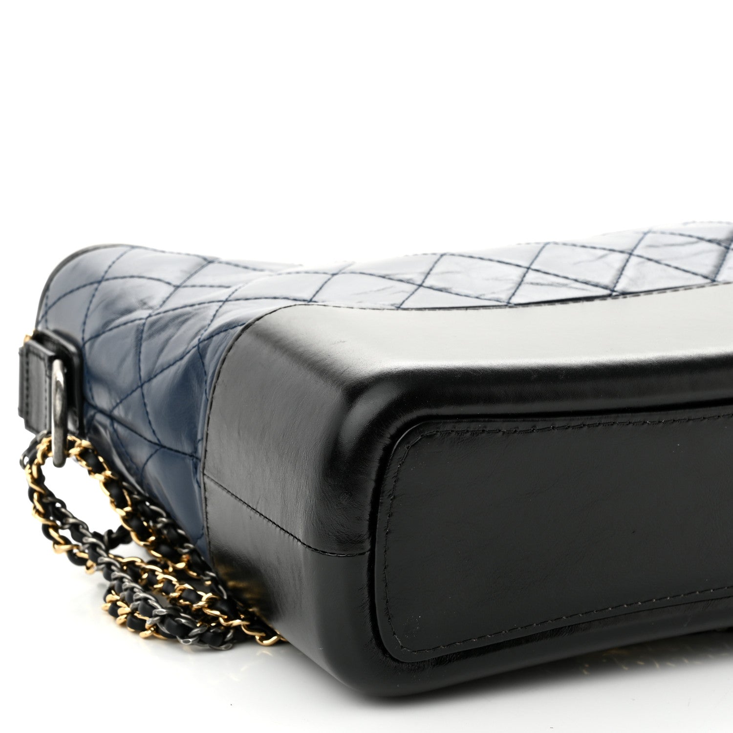 Chanel Aged Calfskin Quilted Medium Gabrielle Hobo Navy Black 9 of 10