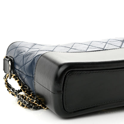 Chanel Aged Calfskin Quilted Medium Gabrielle Hobo Navy Black 9 of 10