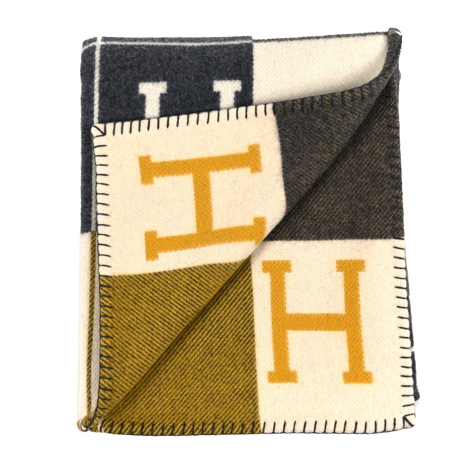 Hermes Wool Cashmere Avalon III Blanket Gris Soleil 2 of 3