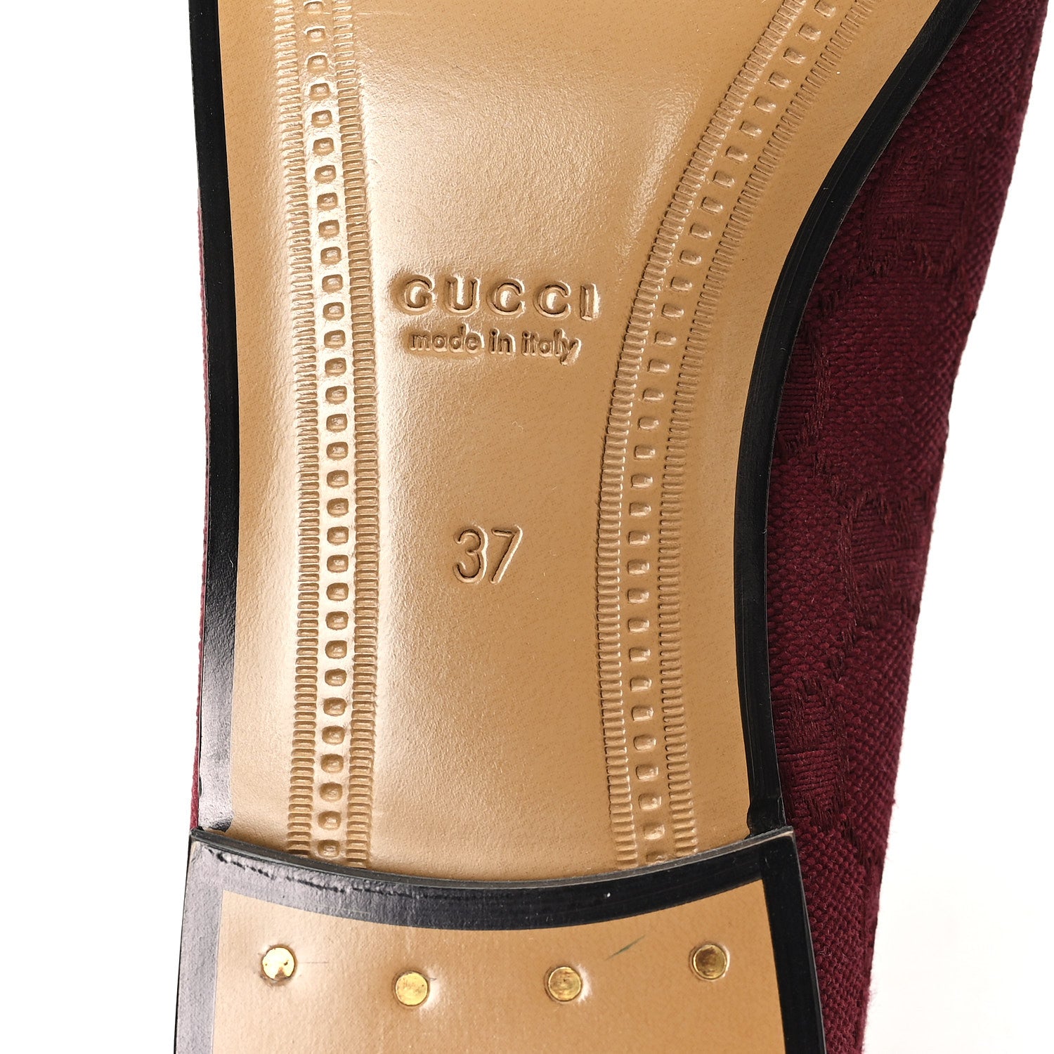 Gucci New Canvas GG Monogram Malaga Kid Horsebit Womens Jordaan Loafers 37 Rosso Ancora 7 of 10