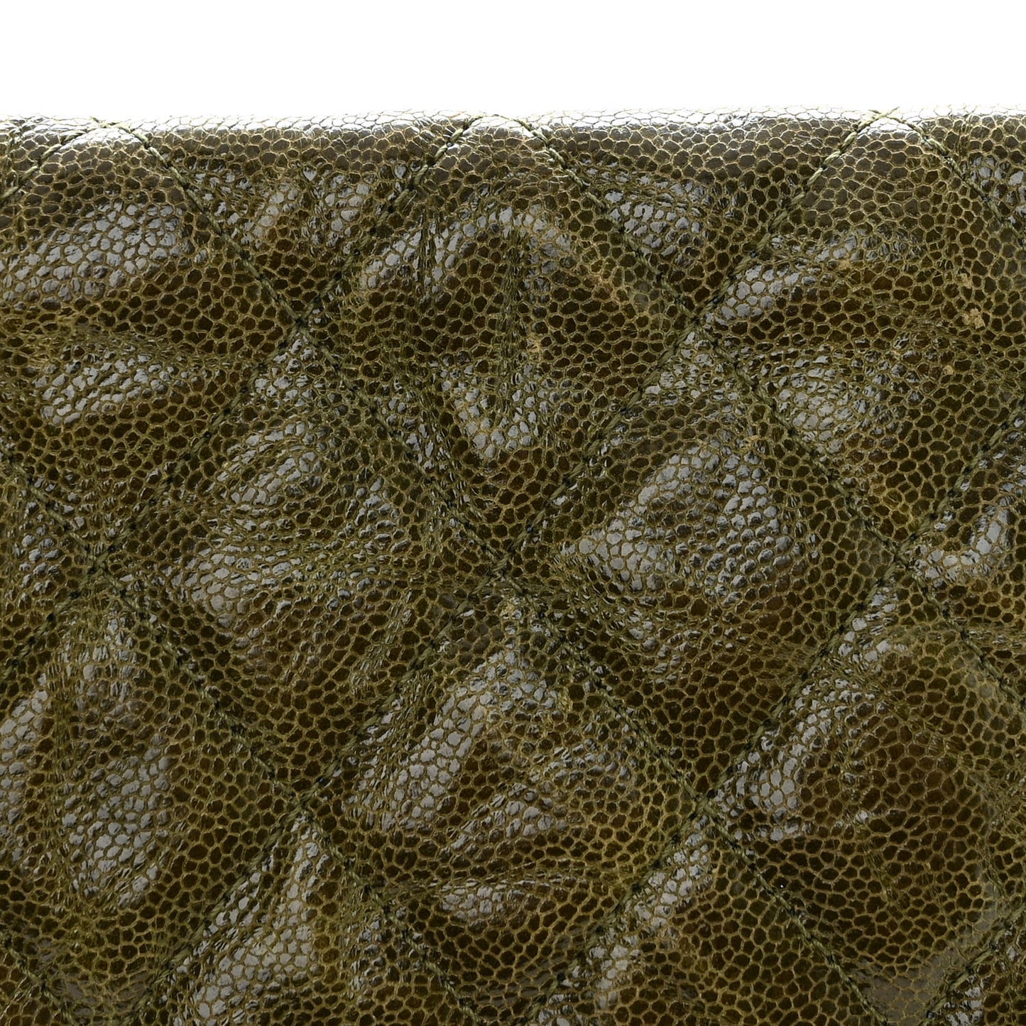 Crumpled Grained Calfskin Jumbo CC Crave Flap Green