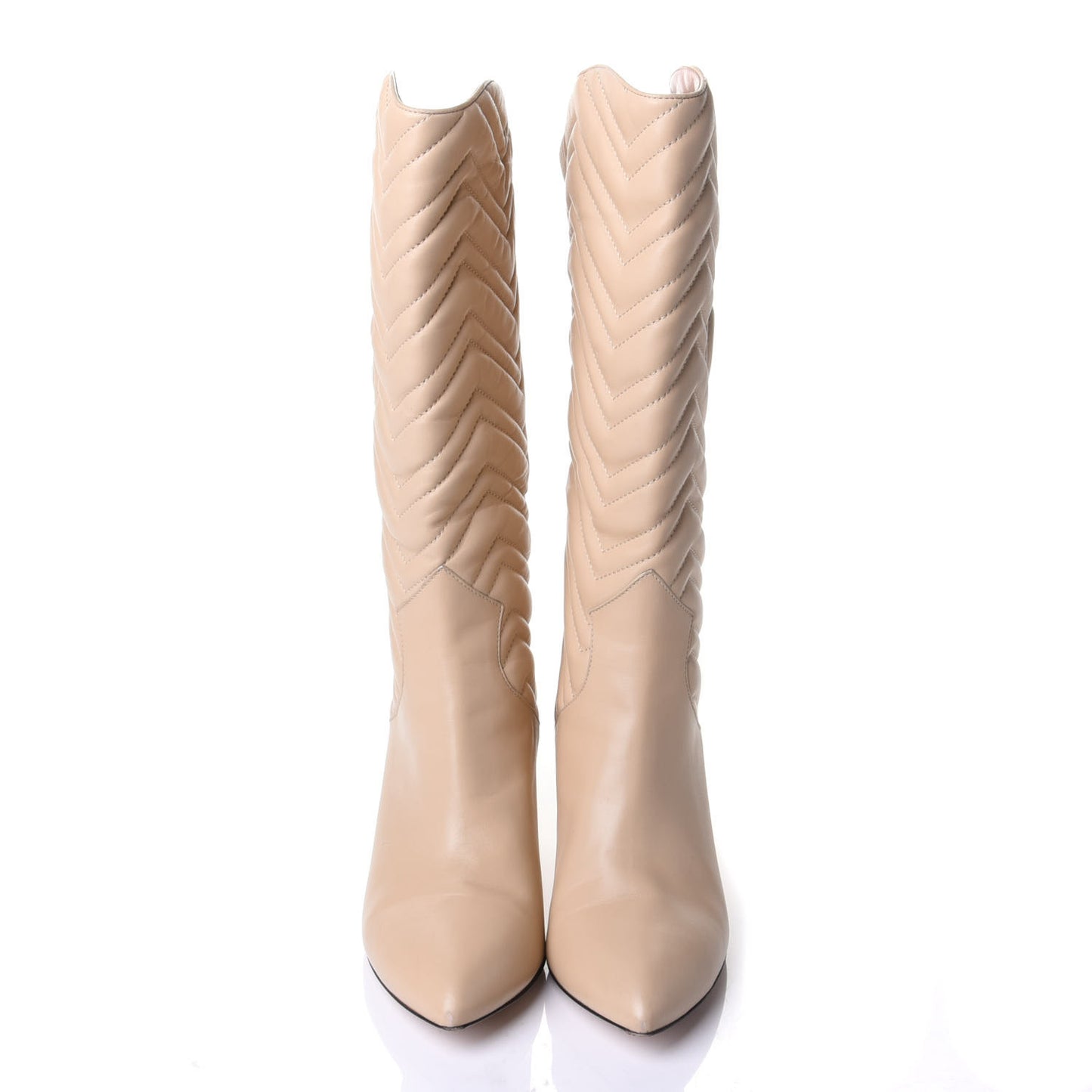 Nappa Matelasse Nina Low Heel Pointy Boots 40 Sand Storm