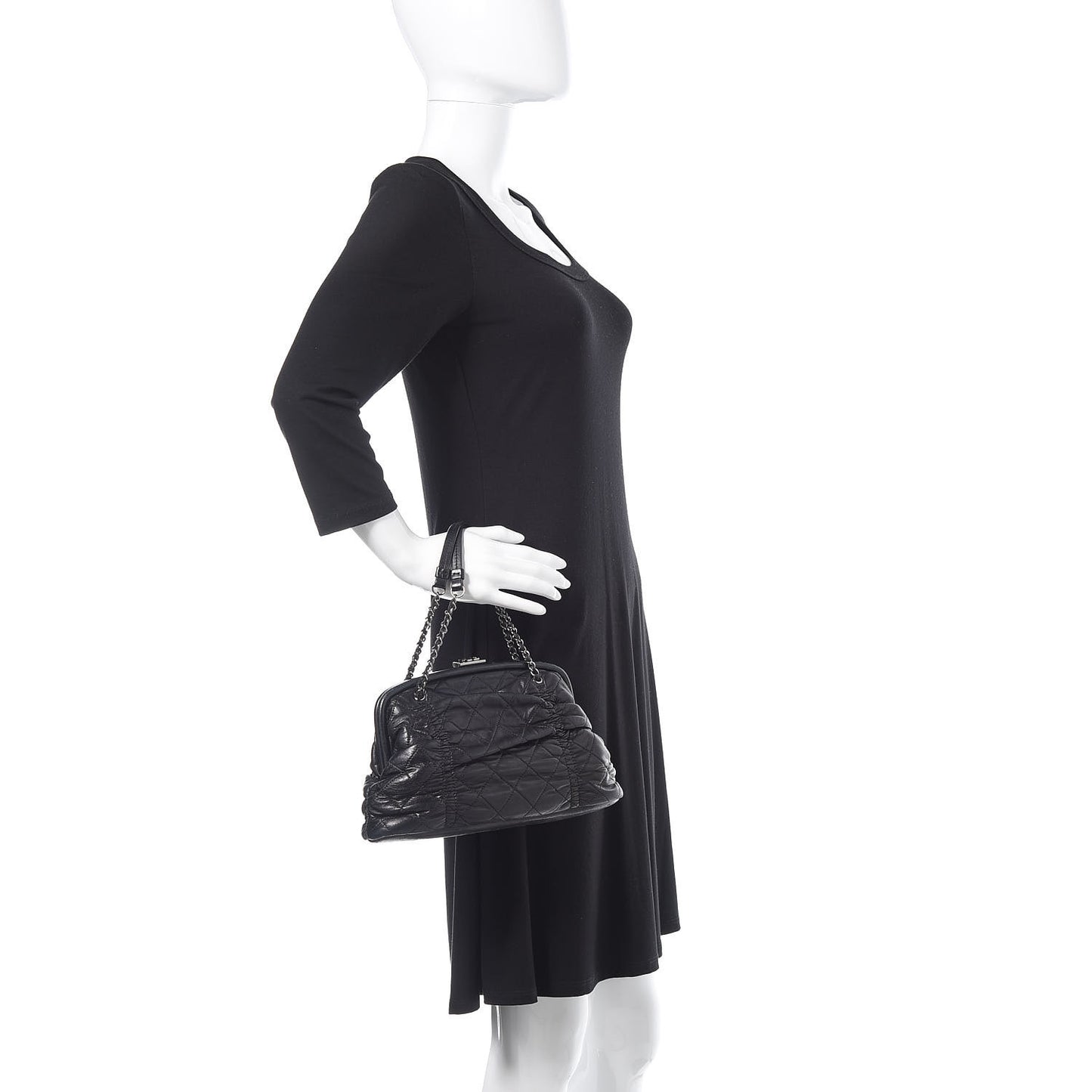 Lambskin Quilted Sharpei Frame Tote Black