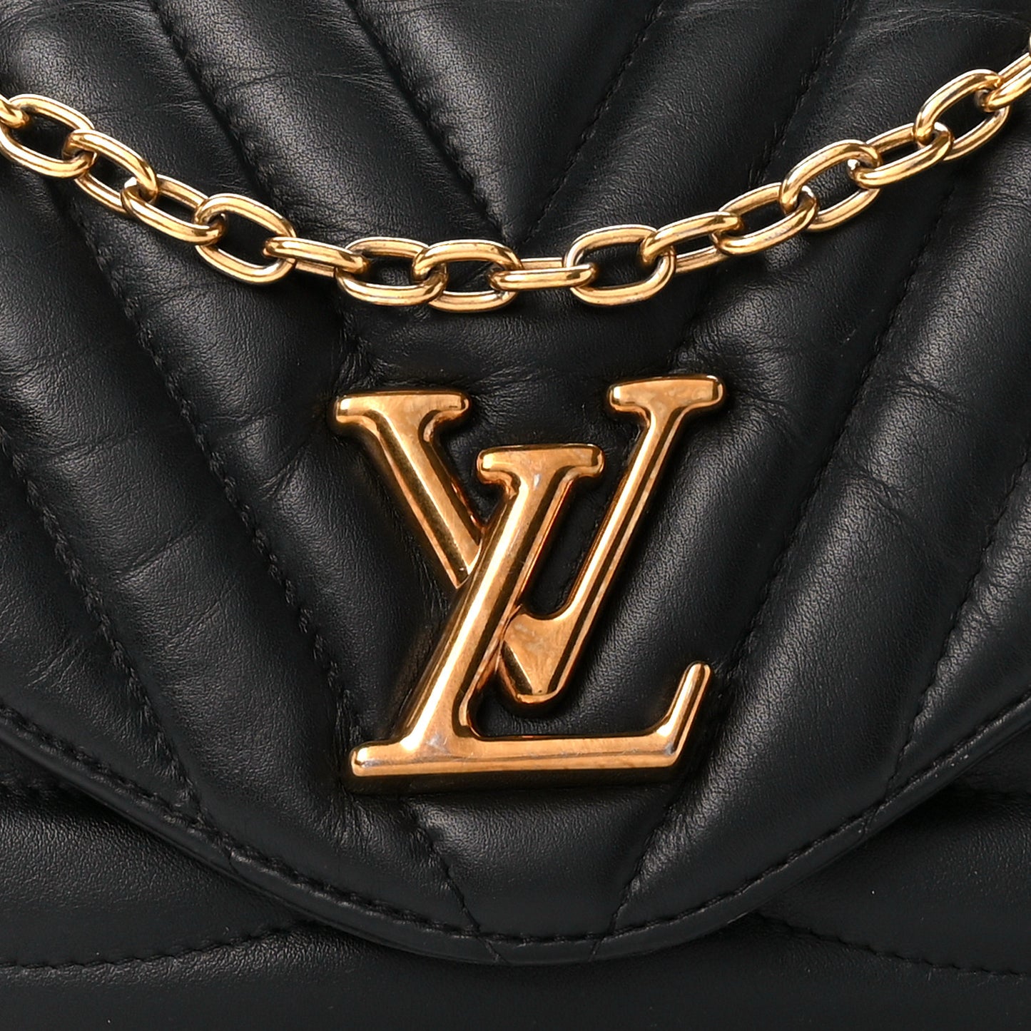 Calfskin LV New Wave Chain Bag Black