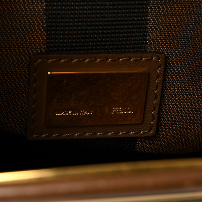 Fendi Vitello Morgan Fabric Jacquard Pequin Medium Peekaboo Iconic Satchel Foresta Tobacco Black 6 of 9