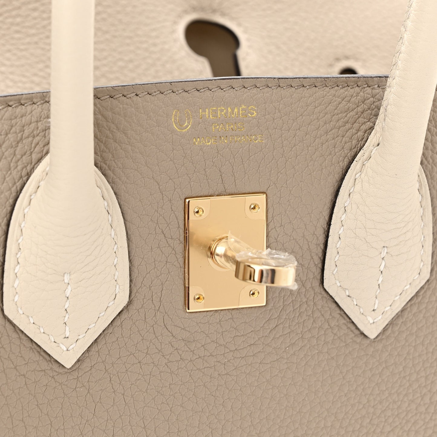 Togo Horseshoe Birkin 25 Gris Tourterelle Craie