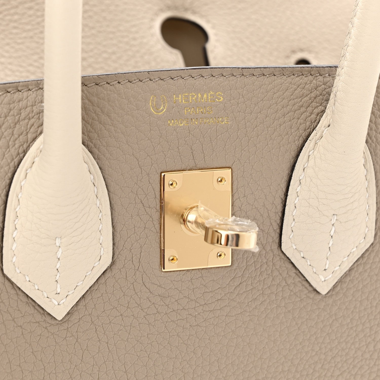 Hermes Togo Horseshoe Birkin 25 Gris Tourterelle Craie 6 of 10