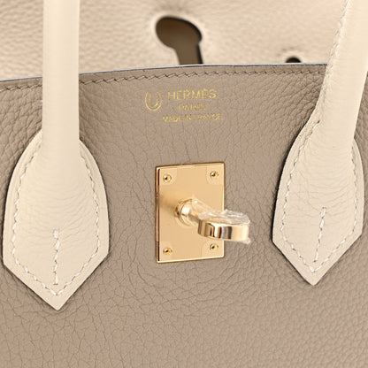 Hermes Togo Horseshoe Birkin 25 Gris Tourterelle Craie 6 of 10
