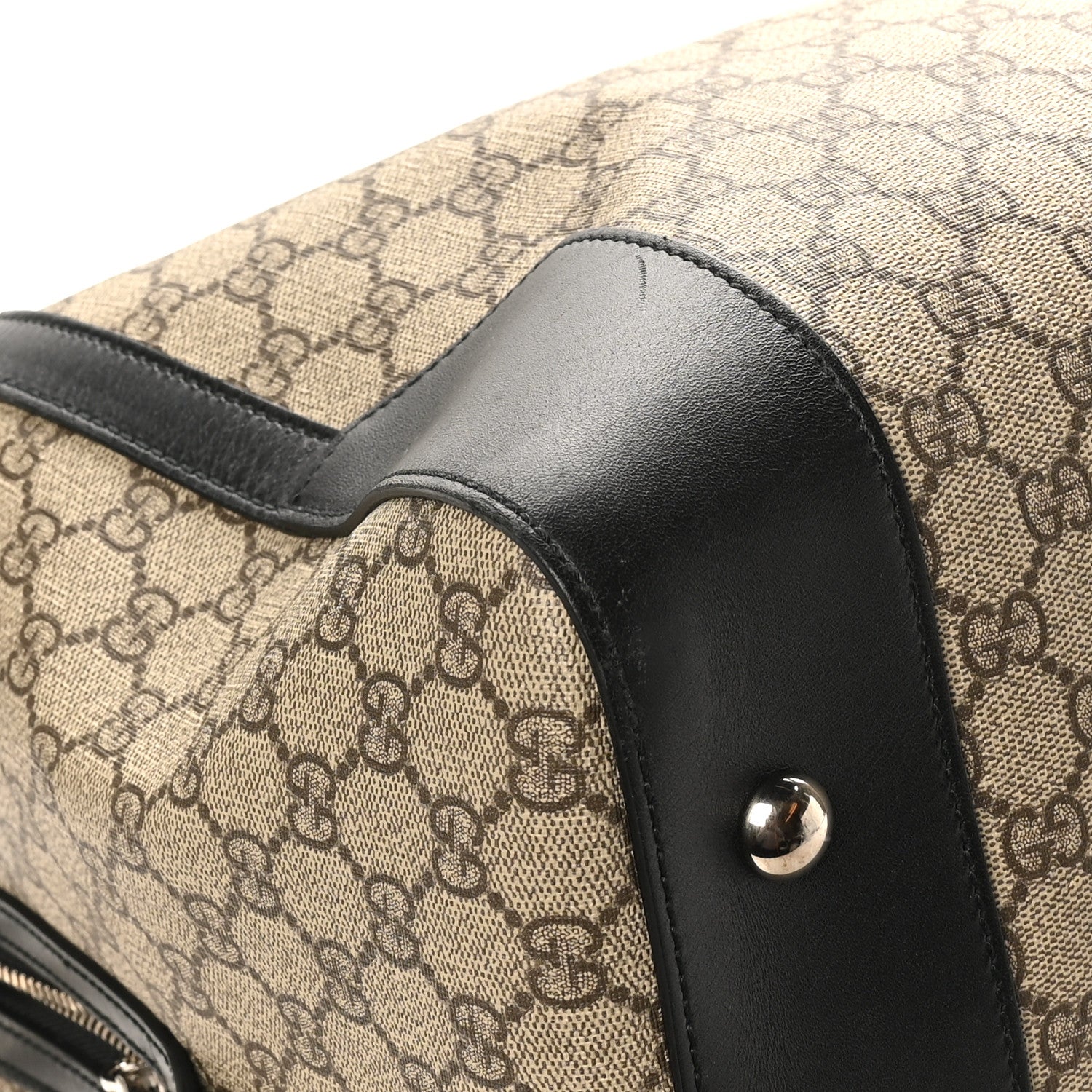 Gucci GG Supreme Monogram Selleria Calfskin Large Duffle Beige Ebony Black 8 of 13