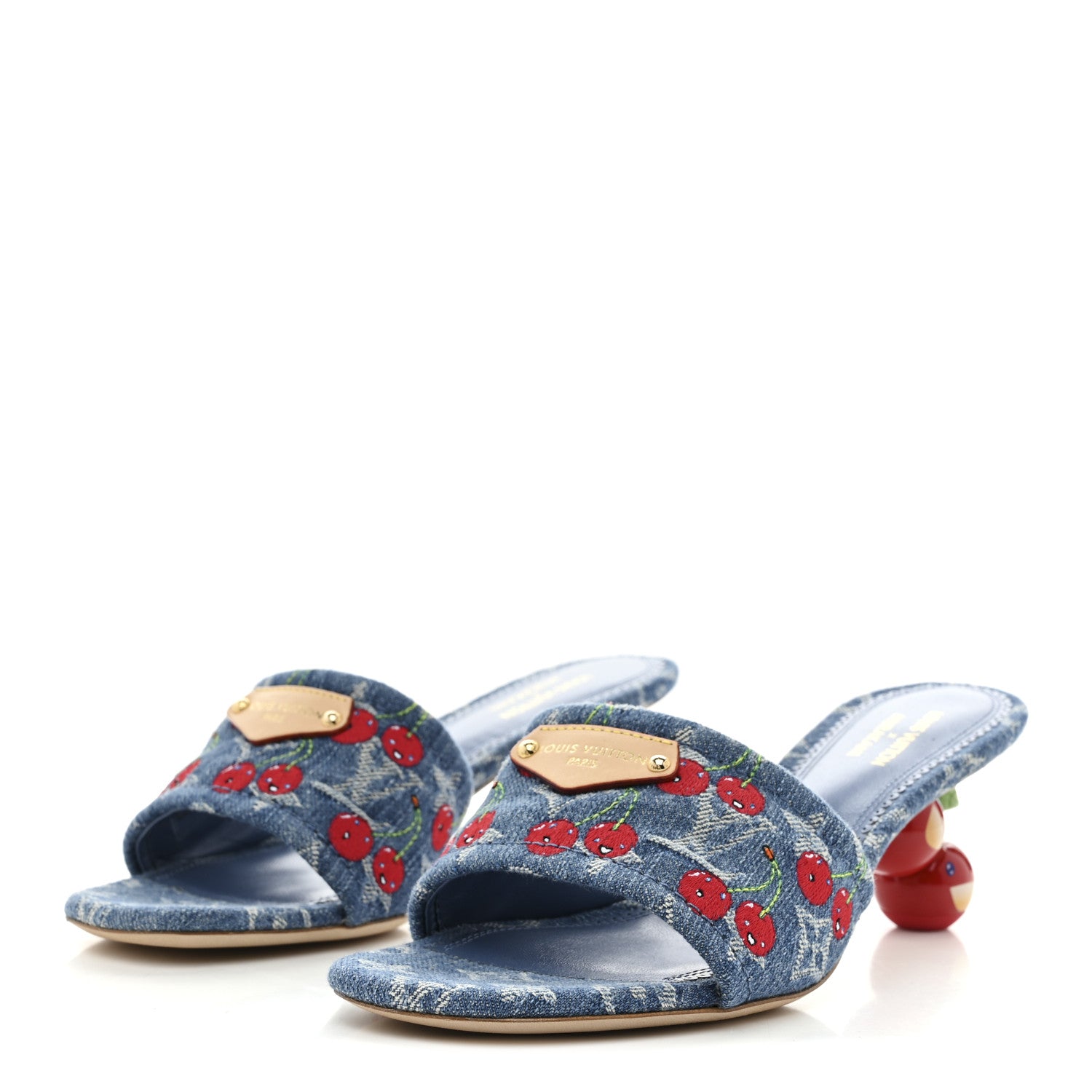 Louis Vuitton LV X TM Monogram Denim Cerises Lily Mules 37 Blue 4 of 9
