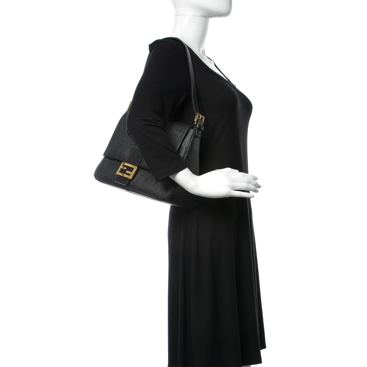 Fendi Zucchino Spalmati Vitello Mama Baguette Black 2 of 9