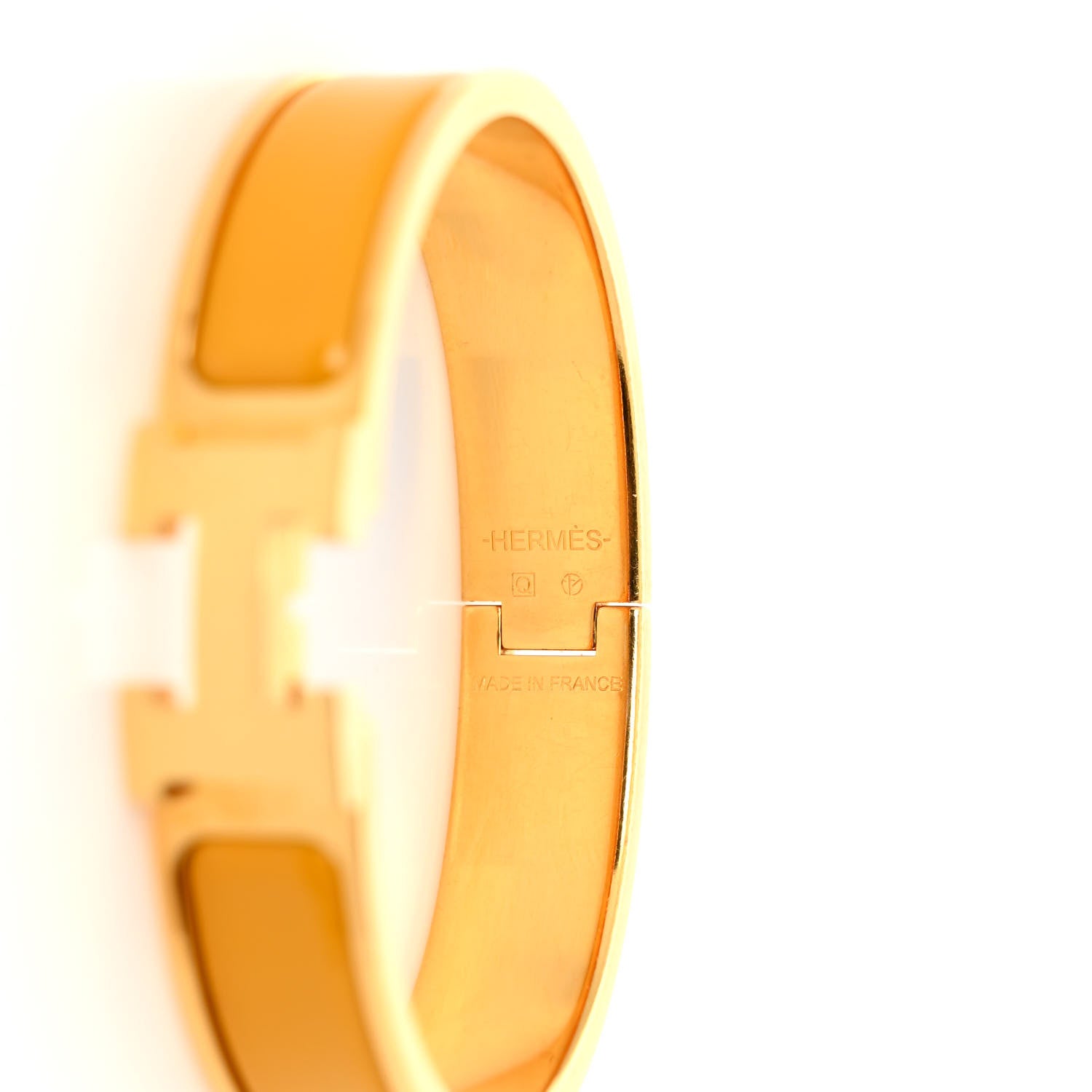 Hermes Enamel Narrow Clic Clac H Bracelet PM Jaune Madras 3 of 4