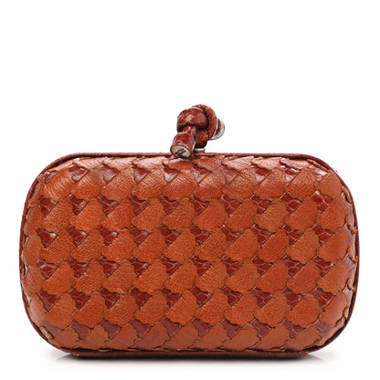 Bottega Veneta Ayers Goatskin Intrecciato Knot Clutch Brown 1 of 8