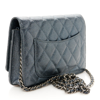 Chanel Pearly Caviar Quilted Wallet on Chain WOC Grey 3 of 12