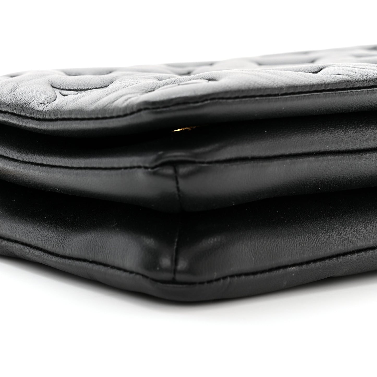 Lambskin Embossed Monogram Pochette Coussin Black