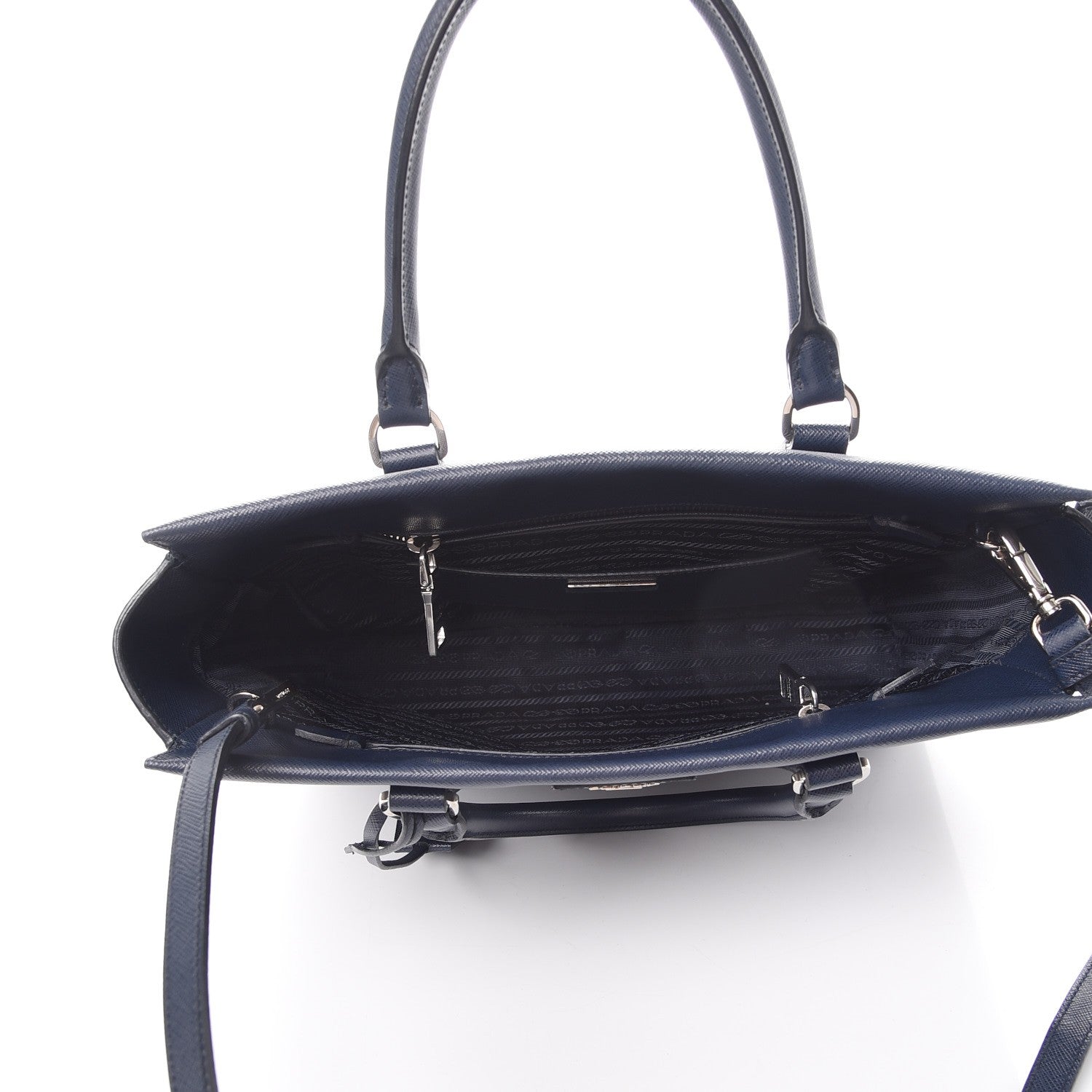 Prada Saffiano Lux Double Handle Shopping Tote Baltico 5 of 9