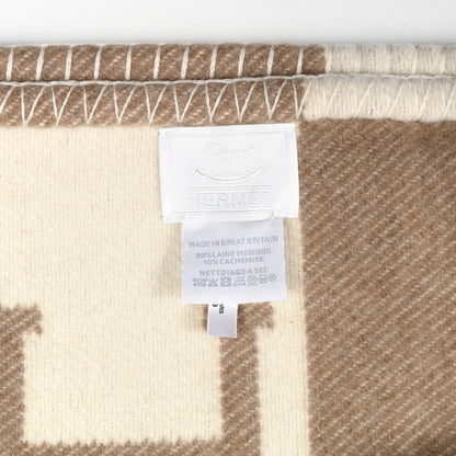 Hermes Wool Cashmere Avalon Baby Blanket Noisette Moyen White 3 of 3