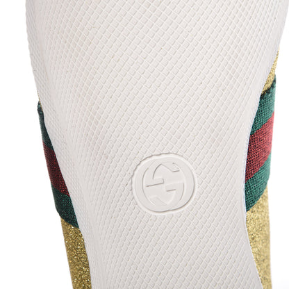 Gucci Metallic Calfskin Studded Mens Bambi Web GG Sneakers 11 Gold 6 of 8
