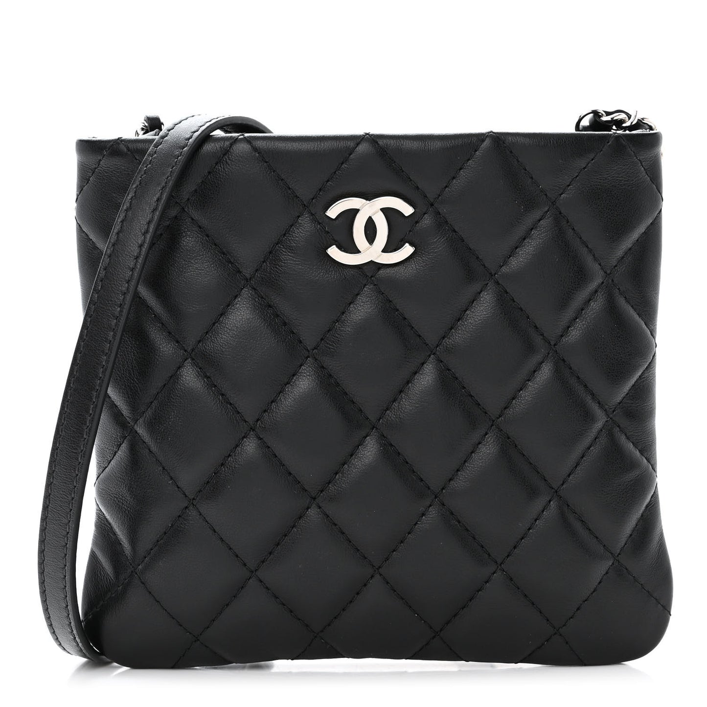 Lambskin Quilted Crossbody Bag Black