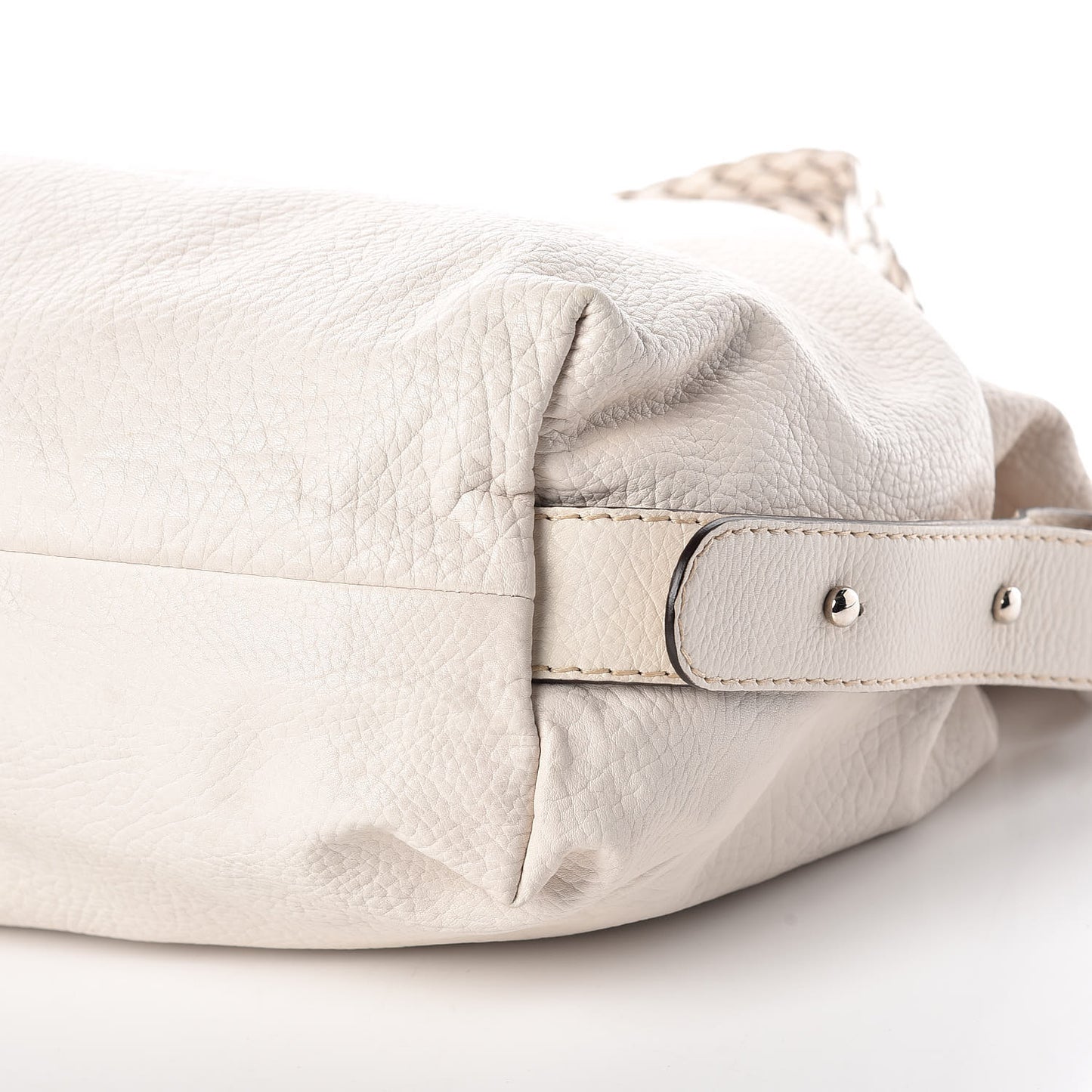 Pebbled Calfskin Large Bamboo Bar Tassel Shoulder Bag White
