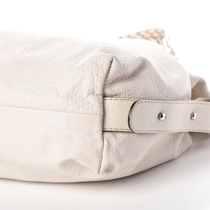 Gucci Pebbled Calfskin Large Bamboo Bar Tassel Shoulder Bag White 6 of 17