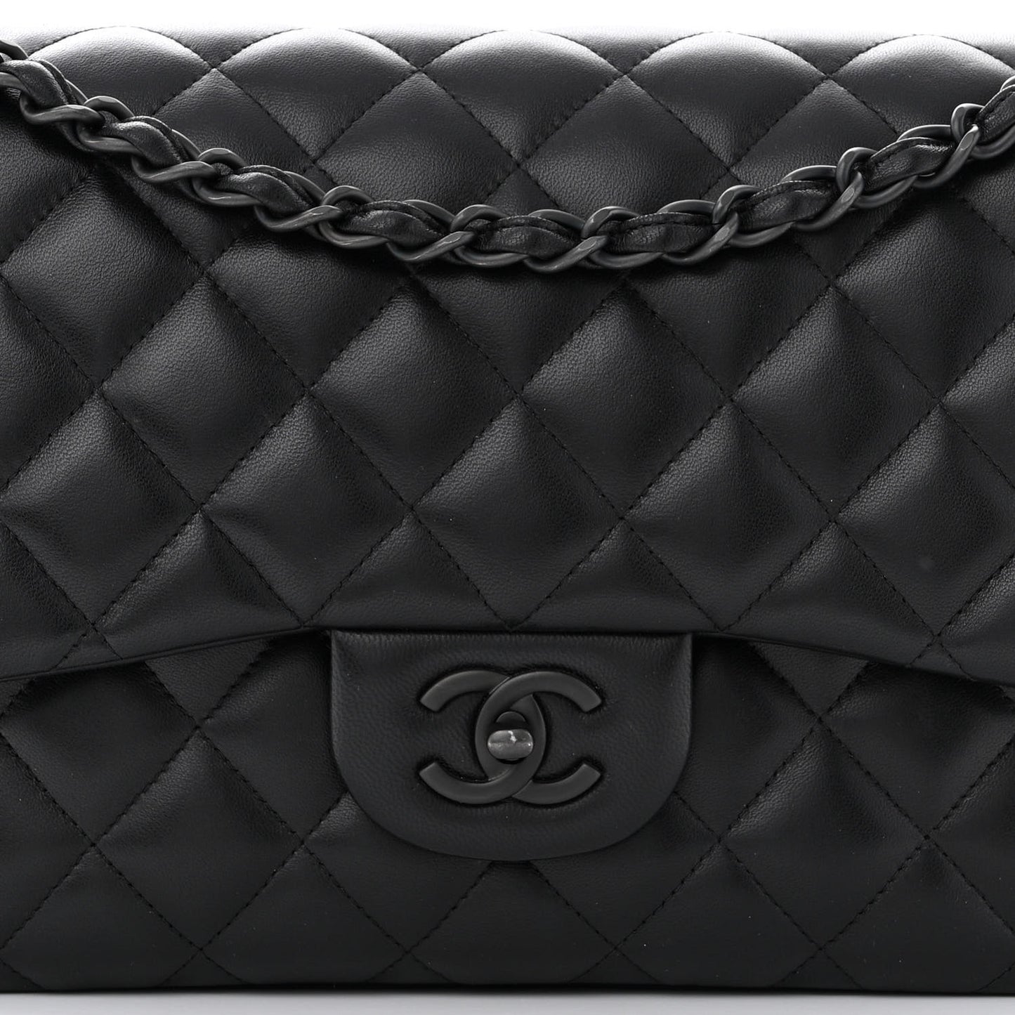 Lambskin Quilted Jumbo Double Flap So Black