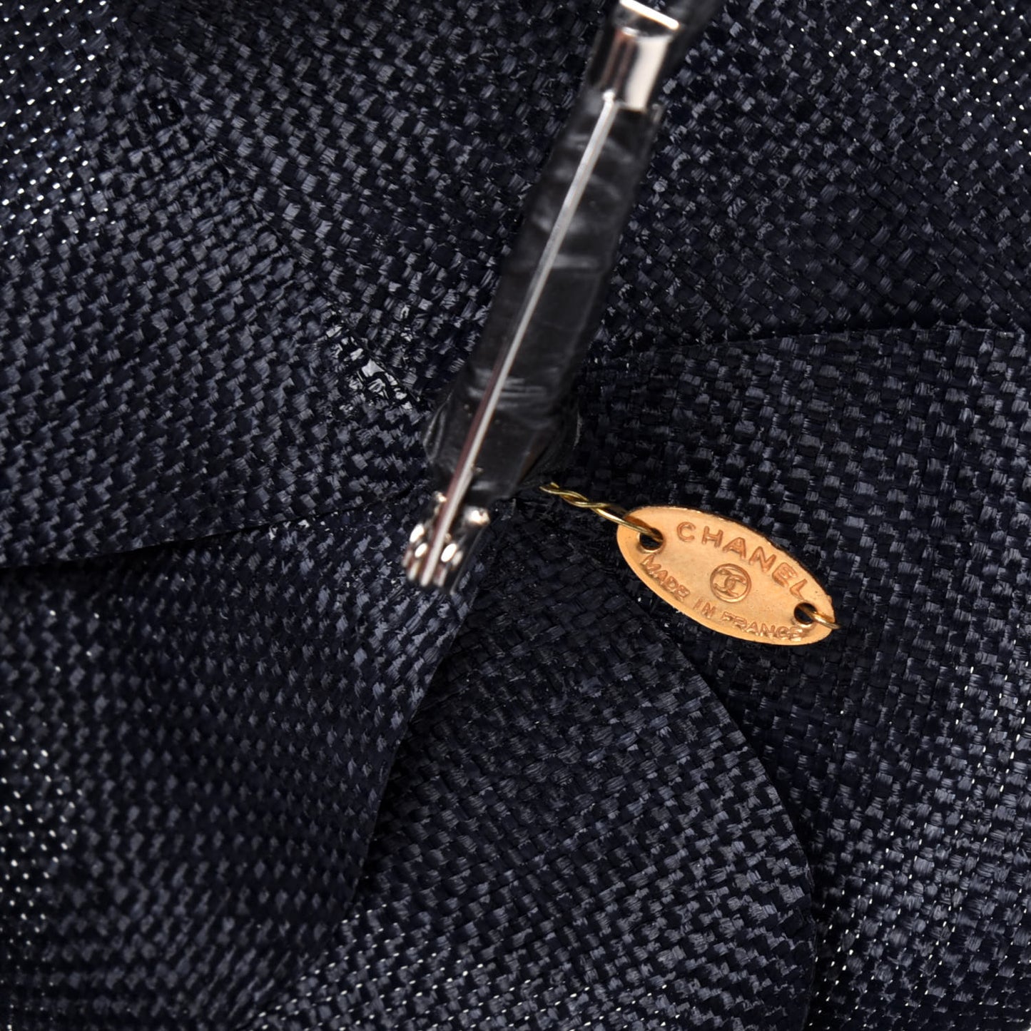 Linen Camellia Pin Brooch Navy Blue