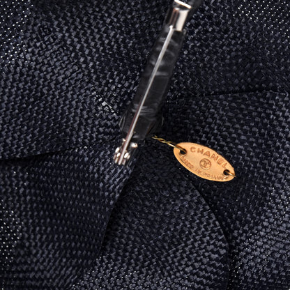 Chanel Linen Camellia Pin Brooch Navy Blue 3 of 4