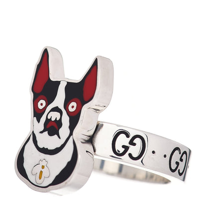 Gucci Sterling Silver Enamel Orso Ring 52 6 3 of 5