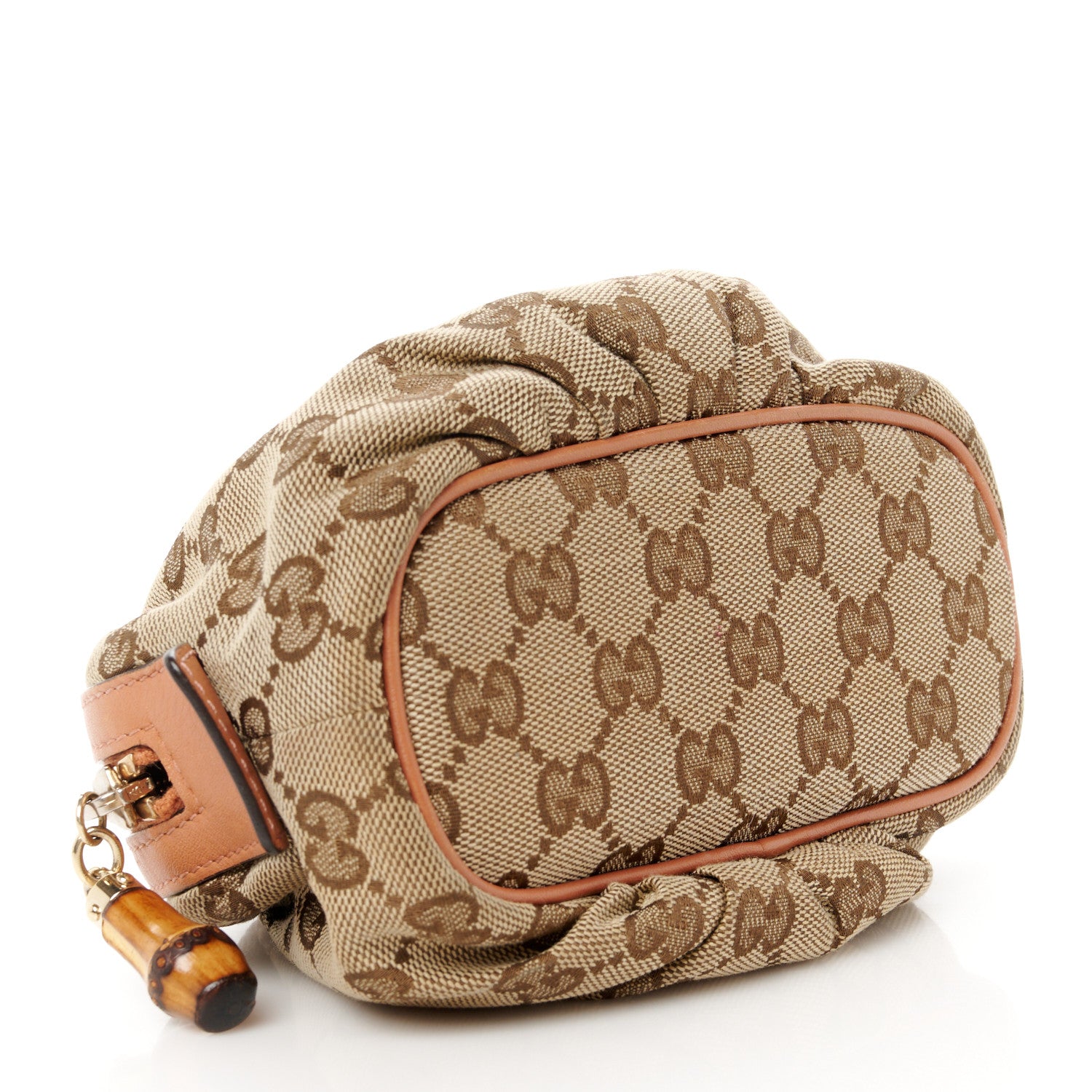 Gucci Monogram Medium Bamboo Cosmetic Case Dark Beige 4 of 9