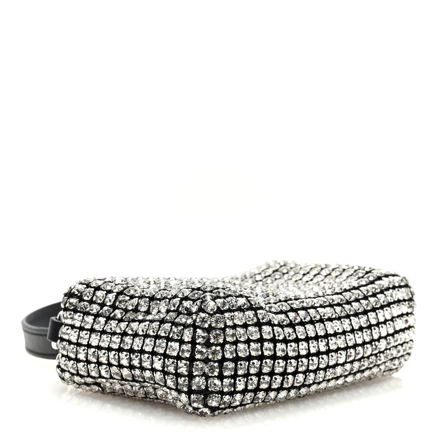 Mesh Crystal Rhinestone Mini Heiress Pouch Black Silver