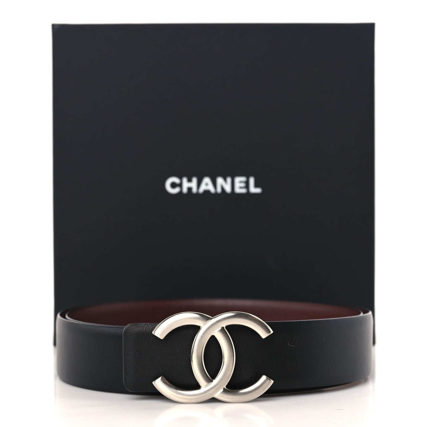 Calfskin CC Reversible Belt 90/36 Black Burgundy