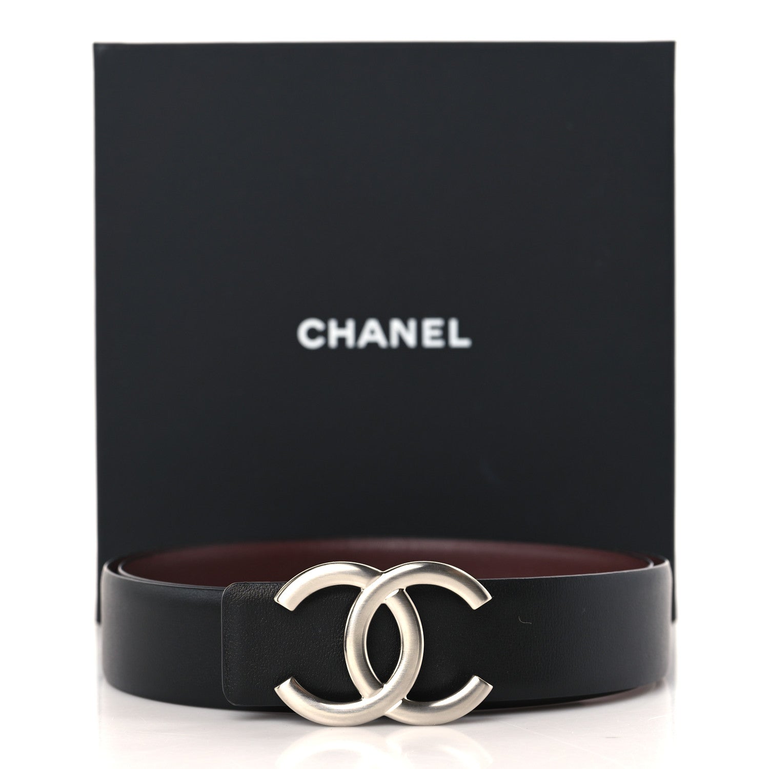 Chanel Calfskin CC Reversible Belt 90/36 Black Burgundy 5 of 5