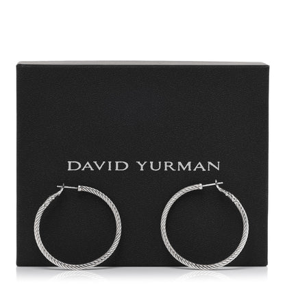 David Yurman Sterling Silver Medium Cable Classics Hoop Earrings 6 of 6