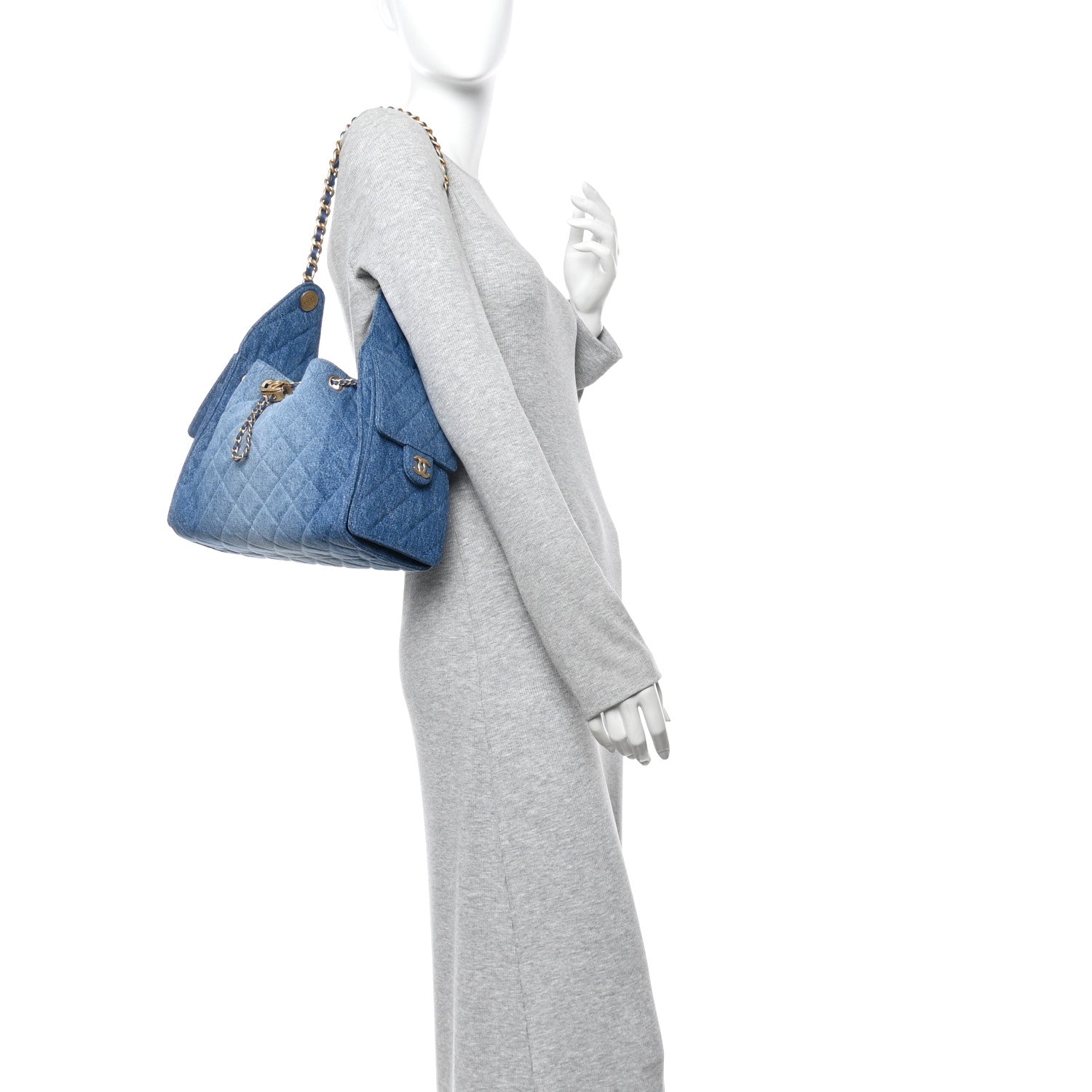 Chanel Washed Denim Quilted Small Chanel 25 Handbag Blue 2 of 11