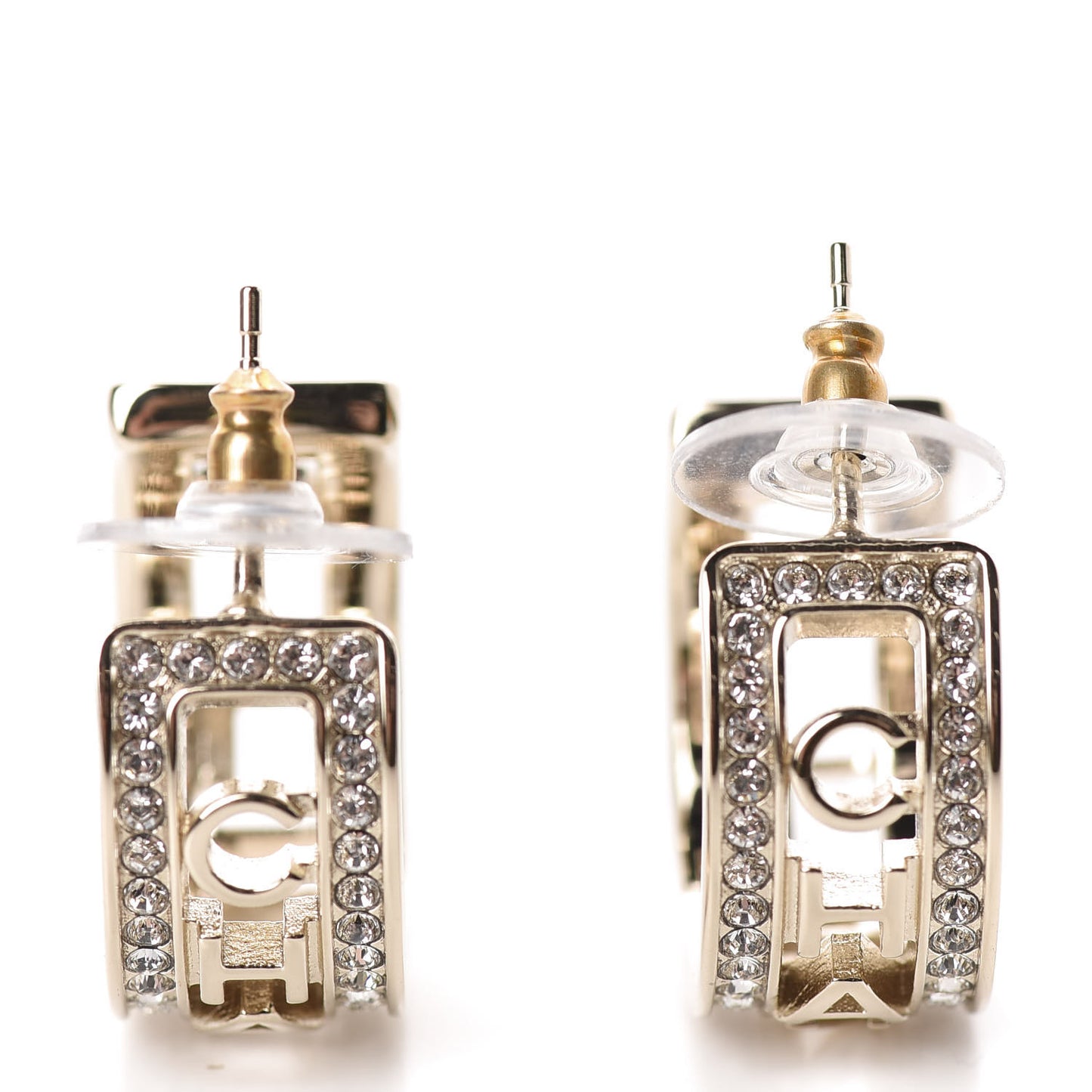 Metal Crystal Bow-tiful CC Hoop Earrings Gold